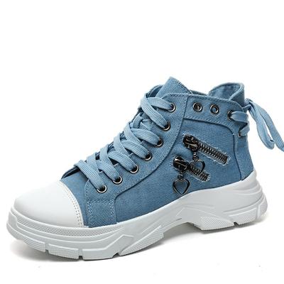 Модные женские высокие кроссовки на шнуровке, повседневные, на платформе, высокие, парусиновые, нескользящие, износостойкие, весна 2024, женские, вулканизированные туфли