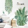 Green Leaves Wall Stickers Home Living Room Decorative Vinyl Wall Decal Plants