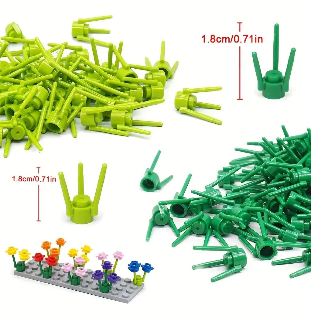 50 шт. Детали MOC 3741 Держатель стебля растения, цветка Строительные блоки Уличные растения, Цветы Декор Собранные кубики Игрушки для подарков