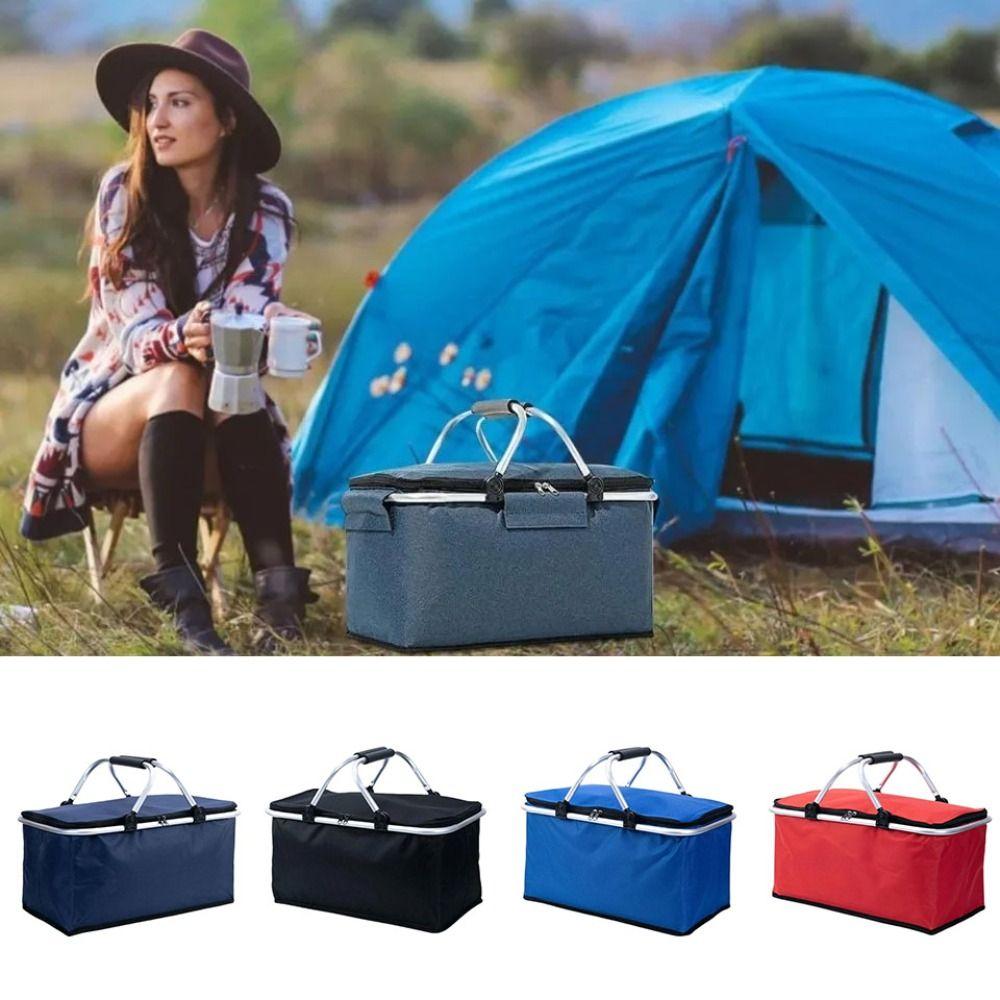 Large Capacity Picnic Food Bag Foldable Insulation Storage Basket Insulated Cooler Bag Car