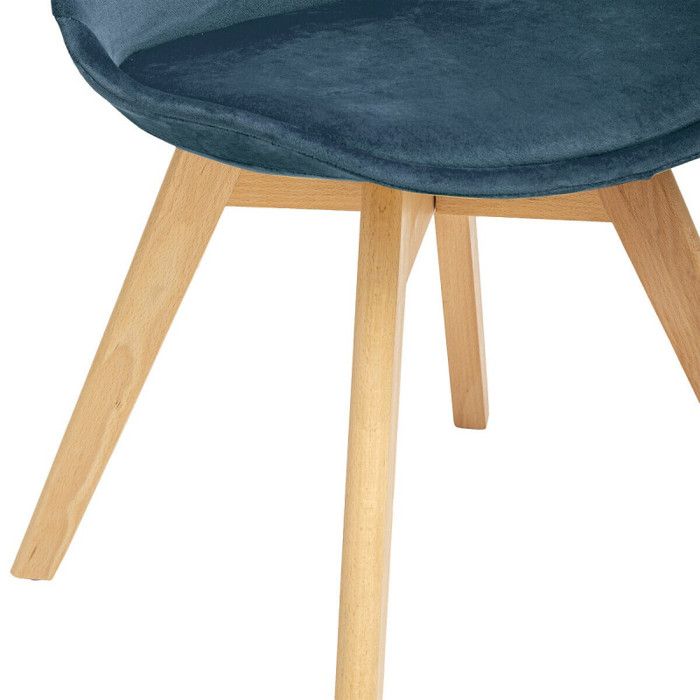 Lot de 2 chaises en velours style scandinave "Helsinki" Atmosphera - Bleu canard