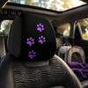 Fashionable Car Interior Styling 2Pcs Universal Headrest Cover with Purple Cat Paw Print, Elastic Healing Seat Decorations Protector for Most