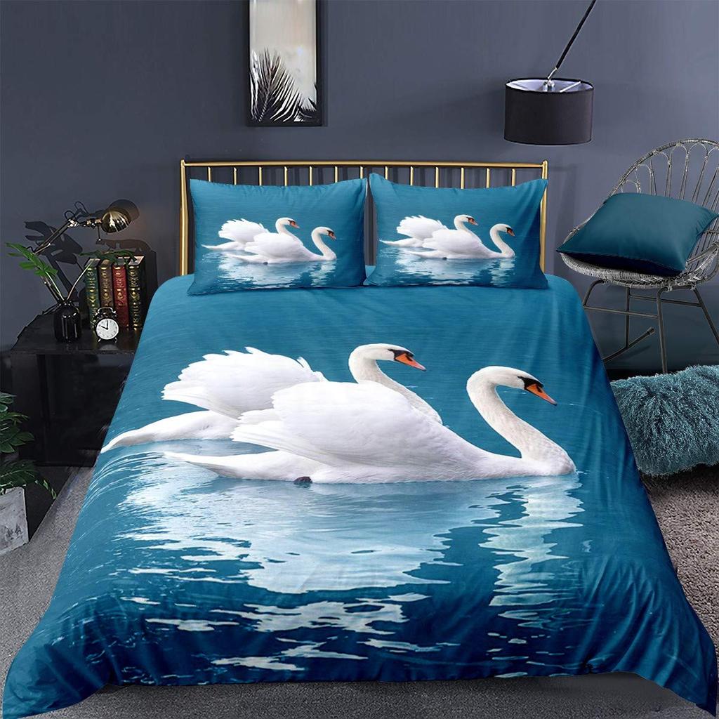Коллекция постельного белья Swan Романтические цветы Пододеяльник King Птицы Дикая природа Чехол для одеяла Для пары Женщина Мужчина Свадьба Фестиваль Вечеринка Декор