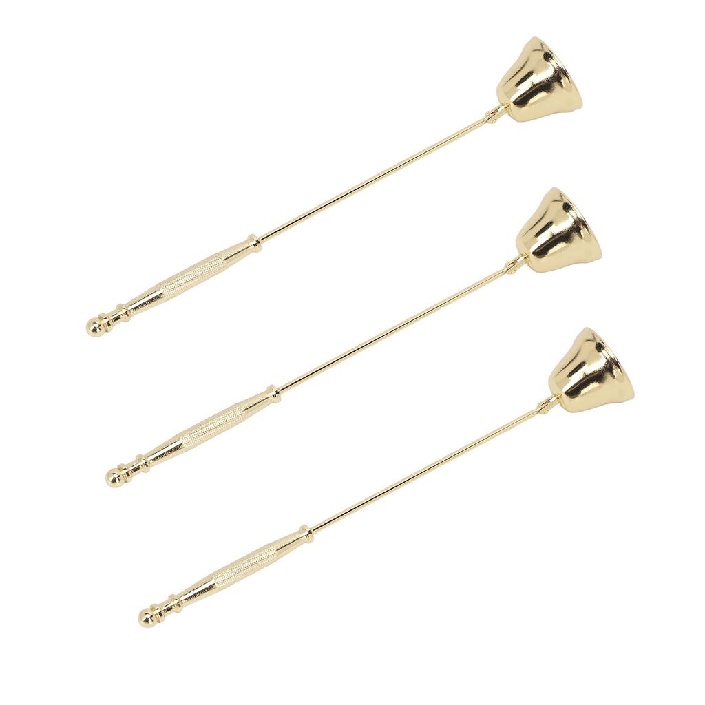 3 шт. Гаситель для свечей, золотистое железное покрытие, в форме колокольчика, длинная ручка, гаситель для свечей, фитиль для свечей