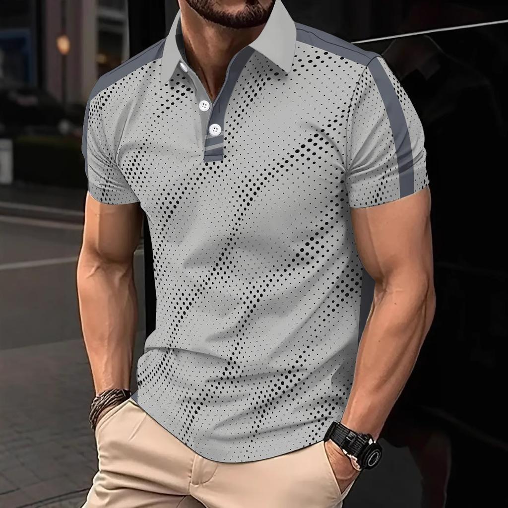 Fashion New 2025 Summer New Casual Versatile Small Dot Men's Short-sleeved POLO Shirt