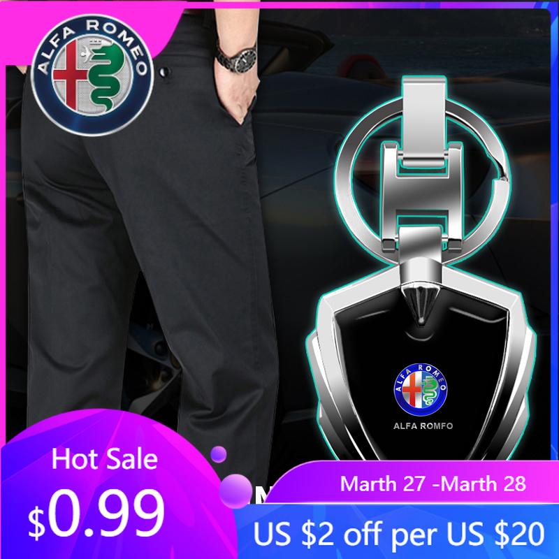 For Alfa Romeo Car Logo Stying 3D Metal Key Rings Shield Shaped Keychain For Alfa Romeo serpent Giulia 159 156 MITO Stelvio 147 