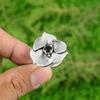 Gift For Her 925 Silver Natural Black Onyx Statement Flower Adjustable Ring