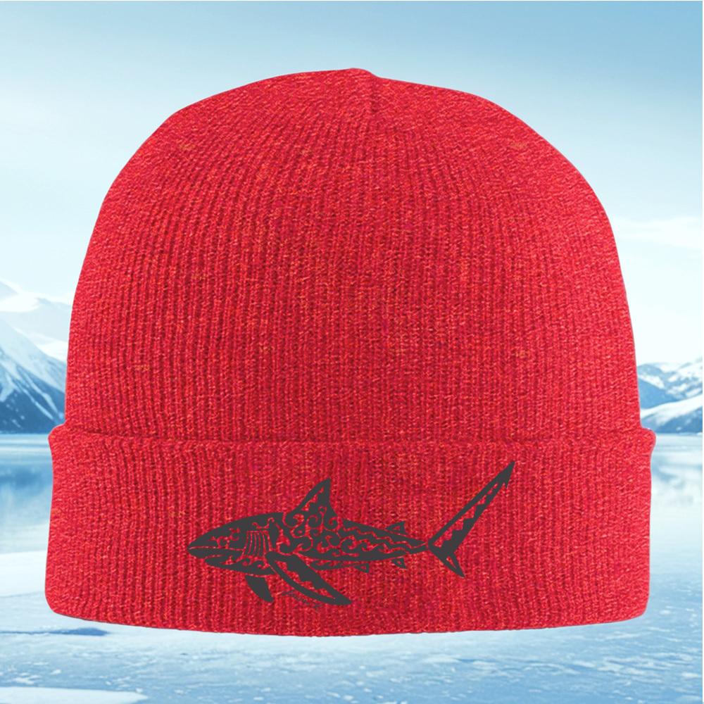 Shark designgeometric patternsfins Men Women Unisex Knitted Hat Beanie Pullover Cap Winter Thermal Warm Christmas Outdoor Cycl