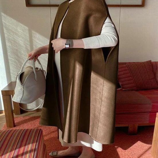 Женская теплая накидка без рукавов в японском стиле с рукавами «летучая мышь», осенне-зимняя, открытая.