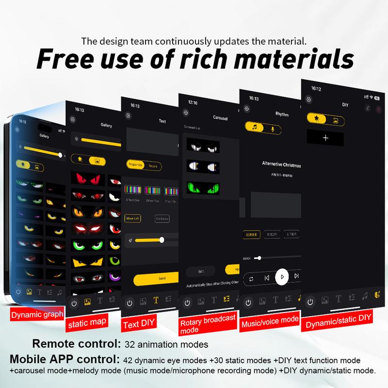 New APP Control LED Truck Car Devil Eye Light Scrolling Pixel Panel For Board Windshield Free Custom Text 12V 24V 120/150/200cm
