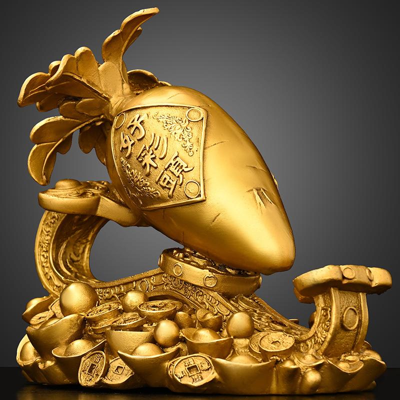 Good Luck Head Ornament Pure Copper Ruyi Money Yuanbao Auspicious Big Carrot Home Office Housewarming Gift