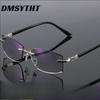 Diamond Trimming Rimless Square Reading Eyewear Far Near Dual Purpose Women Eyeglasses Metal Frame Antifatigue Men Glasses