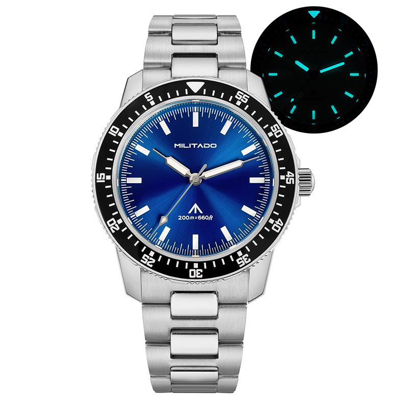 Militado ML25 Quartz Watch VH31 Sweep Second Movement Men's Retro Watch Sapphire Crystal Luminous 200M Waterproof Dive Watches