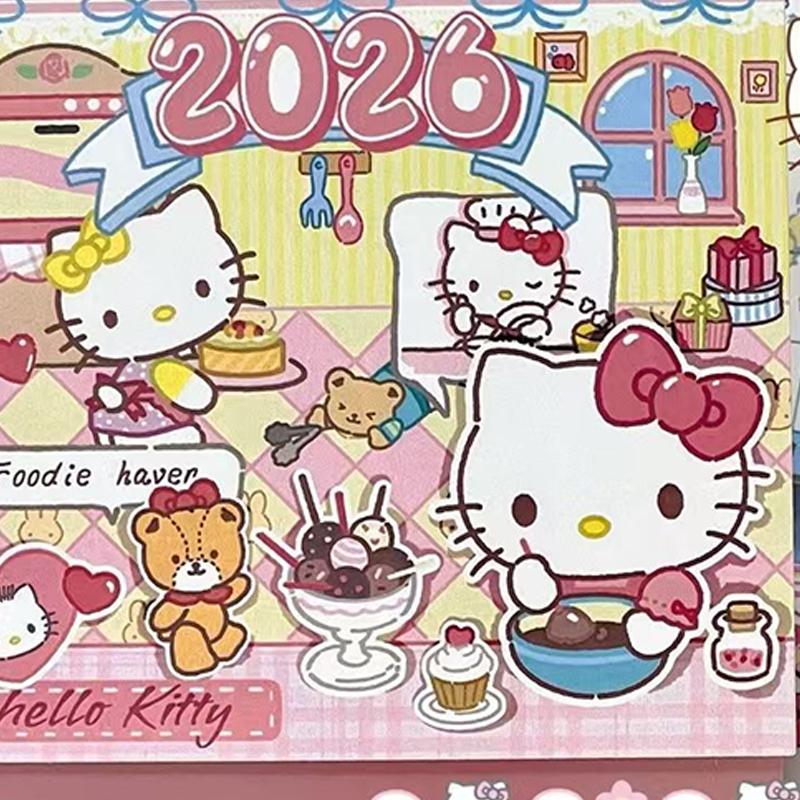 2026 Мультяшный Настольный Календарь Милый Хелло Китти Портативный Календарь Студенческий Настольный Орнамент Канцелярские Товары Подарки на Год
