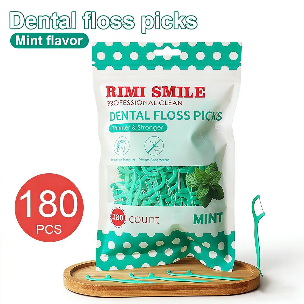 RIMI SMILE 180 шт. Мятные Ультратонкие Зубочистки-Флосс | Домашний Набор для Ухода за Полостью Рта | Лучше, Чем Традиционные Зубочистки