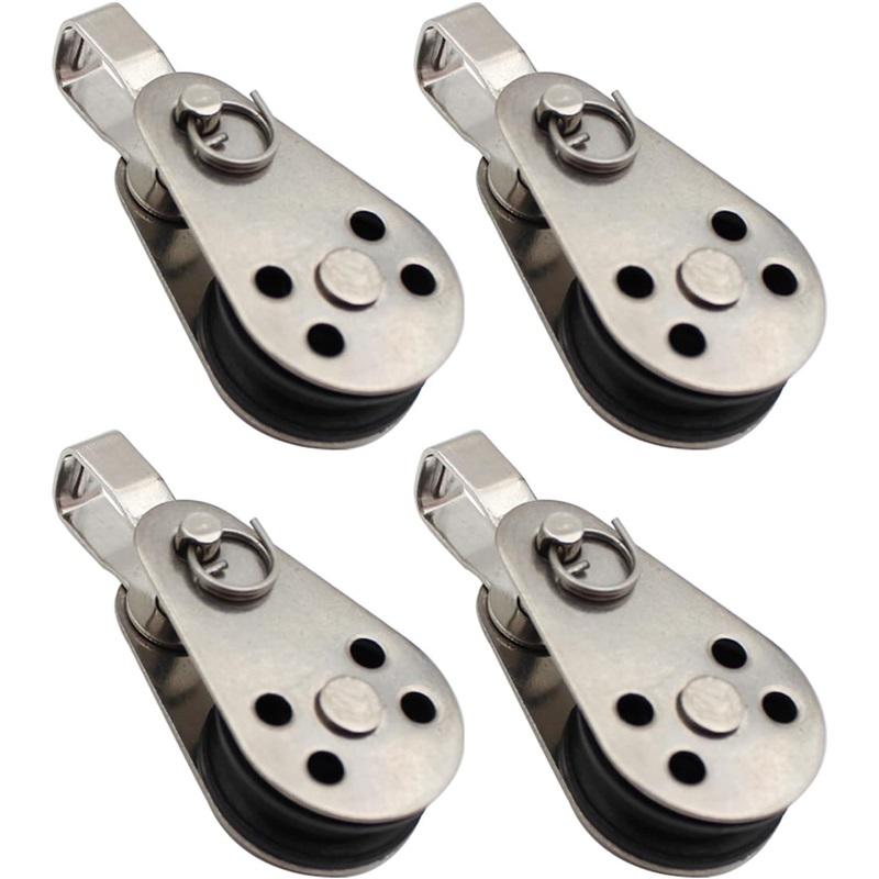 Stainless Steel Nylon Marine Pulley,Pulley Block Rope Rope Runner Kayak Pulley Single Pulley Bearing Block Rope Runner,Suitable for 0.08"to 0.32"Ropes
