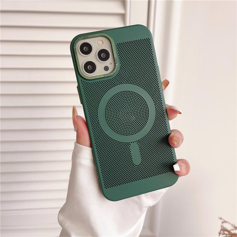 Чехол для iPhone 12 11 Pro Max с магнитной сеткой и большим отверстием для камеры, рассеивающим тепло, нескользящий, с защитой от отпечатков пальцев, на задней панели