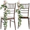 2Pcs Wedding Chair Decorations Aisle Floral Swag Artificial Pew Flowers Hanging Garland for Ceremony Church Rose Floral Faux Arrangement Party Decor