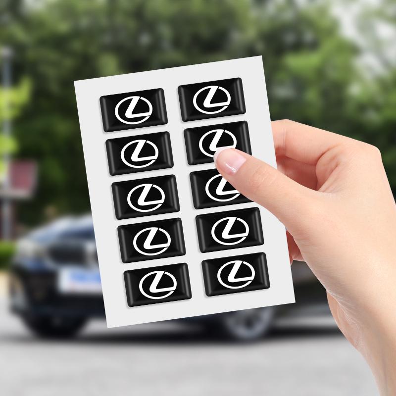 10PC 3D Epoxy Car Exterior/Interior Decor Small Stickers Decal For Lexus F-SPORT RX NX LS UX LM LX GX LC RZ IS CT GS RC HS ADR1