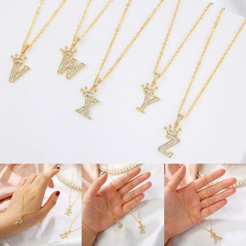 Унисекс AZ Алфавит Подвеска Модная Винтажная Цепочка Ювелирные Изделия Аксессуары Кристалл Циркон Подарки Ожерелья Новый Стиль Хип-Хоп Панк Корона