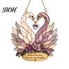 Love Symbol Home Decor Stained Glass Style Swan Pendant, Decorative Acrylic Suncatcher for Window Car Sun Catcher And Christmas Tree Ornament,