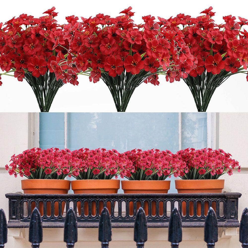 New Outdoor UV Resistant Plastic Plants Garden Porch Decor Artificial Flowers Fake Flowers