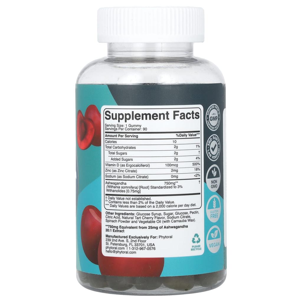 Ashwagandha Complex Gummies, Tart Cherry, 90 Gummies