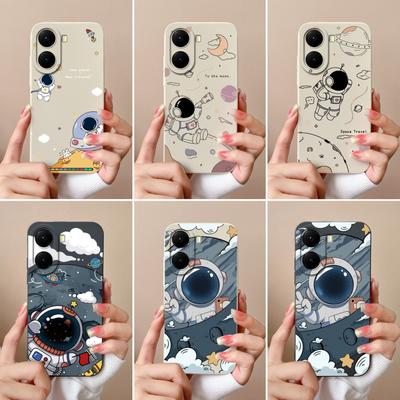 Милые чехлы для телефонов с мультяшными астронавтами для Redmi A1 Turbo 4 A2 K70 Ultra A4 A5 13 14C 14R, мягкий квадратный жидкий силиконовый противоскользящий корпус для Redmi Cover