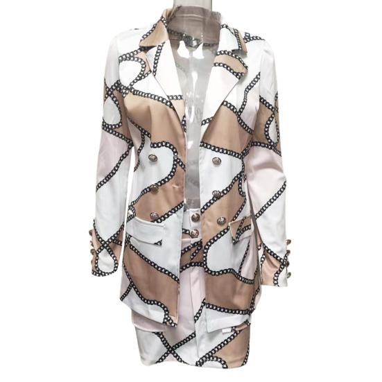 2 шт./компл., комплект с юбкой и пальто, комплект с цветочным принтом в клетку, соответствующий цвету, с длинным рукавом, с высокой талией, в OL-стиле, деловой костюм для поездок на работу, комплект с женской курткой и юбкой