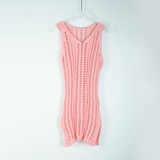 Bikini Cover Up Hollow Out V Neck Sleeveless Slit Beach Dress Beachwear