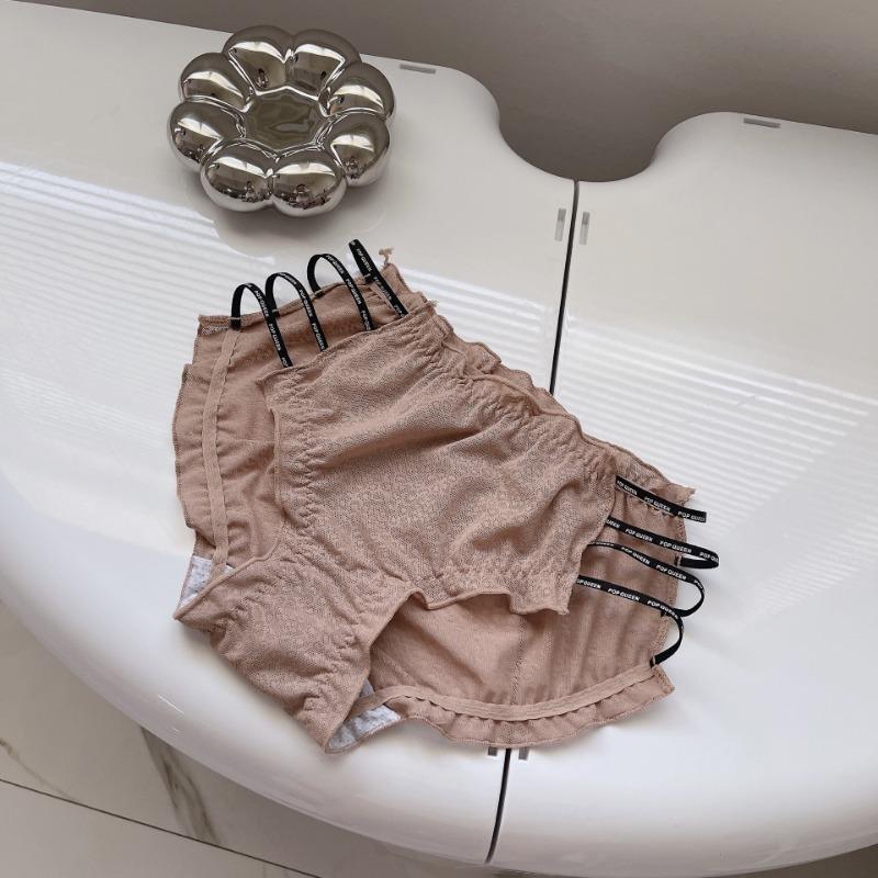 Side Slit with Letters Knickers Mature Sexy Lace Underwear for Women Mid Waist Without Lingerie Hip Compression Panties