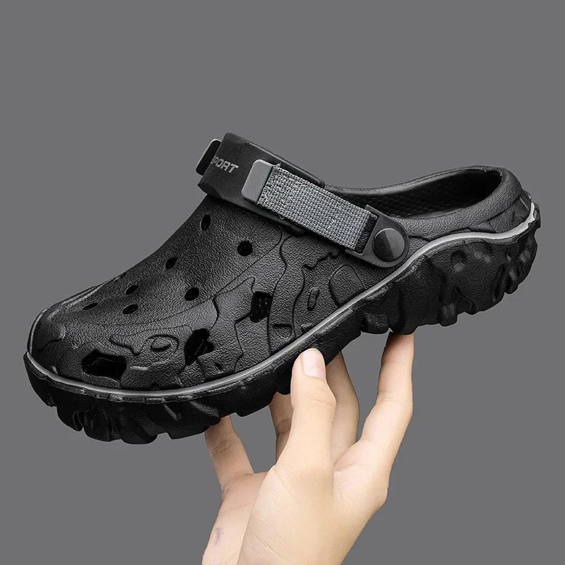Big Size 47 Summer Men Slippers Fashion Outdoor Garden Clogs Men Hole Shoes Casual Shoes Water Shoes Comfort Home Soft Slippers