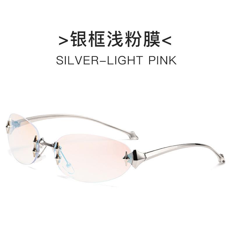 Безрамочные овальные металлические солнцезащитные очки G Spice Girl Fishbone Wear Уличная съемка Звезды Кошачий глаз Солнцезащитные очки