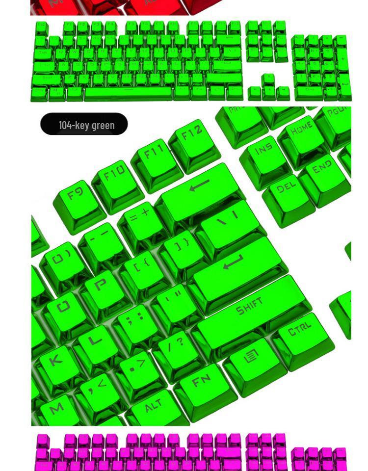 Механическая клавиатура E-Element с 104 клавишами, с гальванизированными, персонализированными полупрозрачными колпачками и радужными клавишами WASD