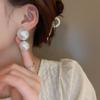 Женские серьги-гвоздики с крупным жемчугом, однотонный дизайн, модные, для вечеринки, корейские женские украшения