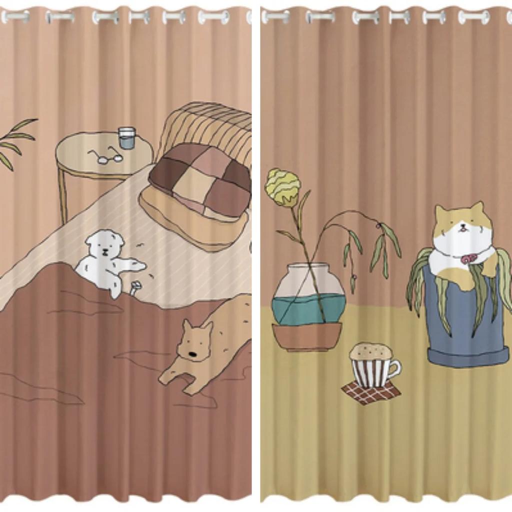 Новый мультфильм милый занавеска высокая затемнение для девочек общежитие детская комната спальня затемняющая штора окно пасторальный стиль узор новый