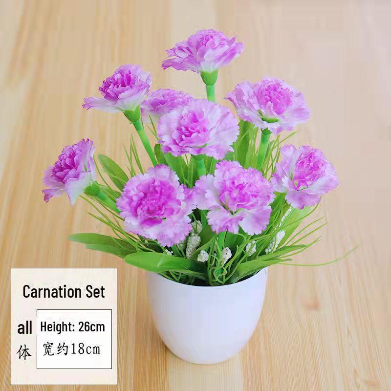 Декоративный набор небольших искусственных цветов в горшках для декора дома и гостиной