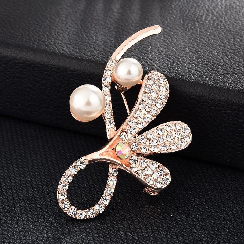 Brooch High-End Niche Silk Scarf Buckle Alloy Diamond Coat Pearl Corsage Pin Accessories