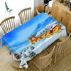 Thicken Cotton Christmas Tablecloth 3d Santa Claus And Elk Sled Pattern Rectangular Round Table Cloth For Wedding Picnic Party