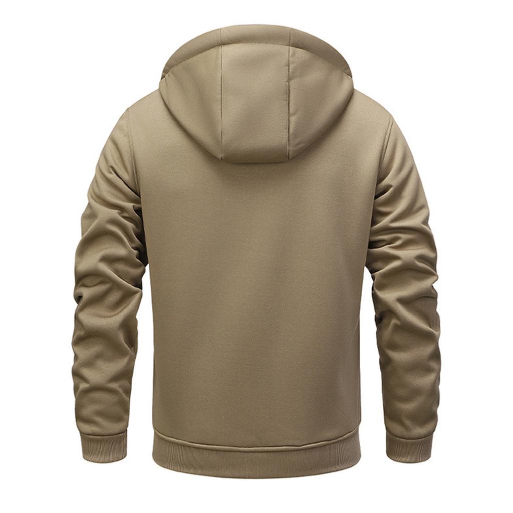 Lamb Fleece Men's Hoodie With Thickened Fleece Winter, Hooded Sportswear, Casual Cardigan, And Warm Jacket
