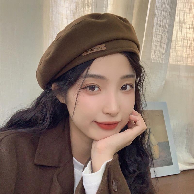 Modern Woolen Beret Hat For Women Winter Large Head English Painter Cap