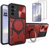 Protective Case - BOOLING - Samsung Galaxy S24 Plus - Red - Ring - 2 Tempered Glasses