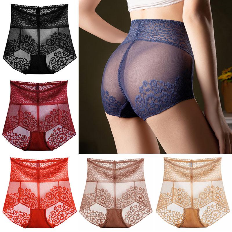 Sexy Large Underwear for Women's Ice Silk Traceless Breathable High Rise Sports Lace Panel Women's Triangle Pants