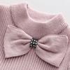 1 To 6T Kids Girls Floral Print Bowknot Dress Ribbed Round Necks Fall Dress  Girls