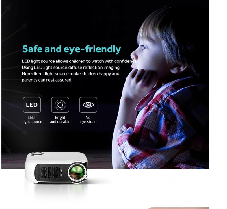 A2000 МИНИ-проектор для домашнего кинотеатра, портативный 3D-светодиодный видеопроекторы, игровой лазерный проектор 4K 1080P через HD-порт, Smart TV BOX