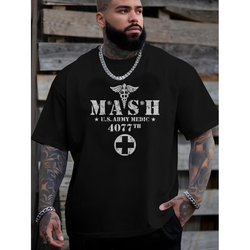 Мужская футболка большого размера 100% с MASH U.S. Медик армии, дизайн 4077-го, удобная повседневная футболка с коротким рукавом для лета, БОЛЬШОЙ РАЗМЕР