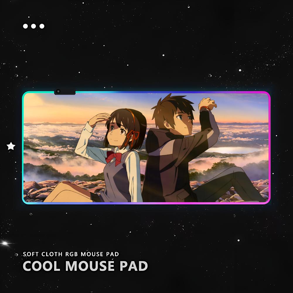 That Say Your Name Коврик для мыши RGB Игровой для ПК Клавиатура LED Светящийся коврик для мыши Коврики Резиновый Милый Мультяшный Игровой Компьютер csgo lol pubg