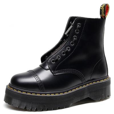Два носить толстое дно дыра локомотивные ботинки передняя молния британские женские рабочие короткие ботинки шнуровка