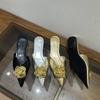 Summer Women's Pointed Toe High Heel Slippers Sexy Flowers Dress Party Heeled Shoes for Thin Heel Mules