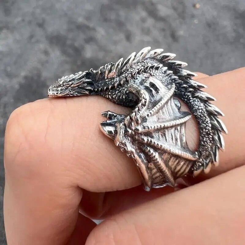Vintage Dragon Pterosaur Wings Cosplay Rings Unisex Adjustable Opening Personality Ring Jewelry Accessories Gifts
